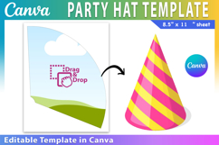 Editable Canva Party Hat Template Birthday party hat Product Image 1
