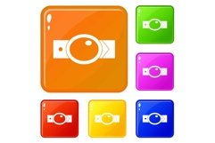Belt with oval shaped buckle icons set vector color Product Image 1