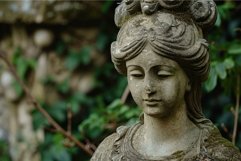 Weathered Ancient woman statue looking away. Generate ai Product Image 1