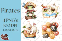 Cartoon Pirate Kids and Animals PNG Clipart for Fun Designs Product Image 1