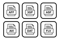 Set Of File Formats Icons Product Image 1