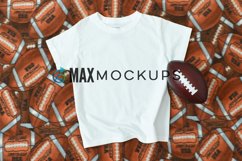 Kids t-shirt mockup, football flatlay, styled photography Product Image 1