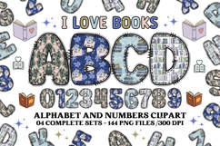 I Love Books Alphabet Clip Art - Book Lover letters doodle Product Image 1