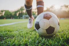 Player Kicking the Ball on the Field Background Wallpaper Product Image 1