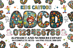 Kids Cartoon Alphabet clipart, kids cartoon letters doodle Product Image 1