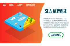 Sea voyage concept banner, isometric style Product Image 1