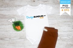 Easter Mockup Bodysuit White | JPG and PSD withs mart object Product Image 1