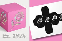 Cuttable Cube Gift Box with Flower Shape Holes SVG Product Image 1