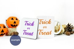 Halloween Mug & Coaster Mockup, Rounded coaster mock up PSD Product Image 2