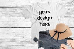 Gildan T-shirt Mockup White Summer Flat Lay Product Image 1