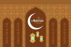Islamic new year festival banner with mosque Dome in Moon Product Image 2