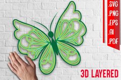 3D layered Butterfly - svg eps png ai pdf Product Image 1