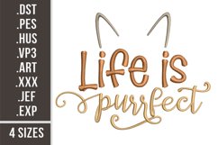 Life Is Purrfect|Cat mom embroidery Product Image 1