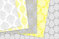 28 Yellow and Gray Damask Patterns - Seamless Digital Papers Bundle Product Image 6