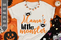 Mama's Little Monster Svg. Halloween Baby Svg with Spiders Product Image 1