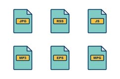 Set Of File Formats Icons Product Image 1
