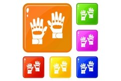 Pair of paintball gloves icons set vector color Product Image 1