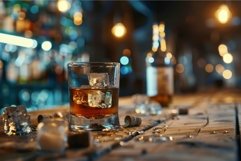 Whiskey on the rocks at a cozy bar Product Image 1