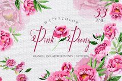 Pink Peonies Flavor of Love Watercolor png Product Image 1