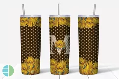 Sunflower Monogram Skinny Tumblers Alpha Sublimation Design Product Image 14