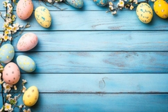 Easter eggs wooden planks background Product Image 1