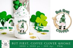 Green Coffee Gnome with Clovers Sublimation Design Product Image 1