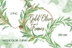 Watercolor Olive Gold Frames Clipart Product Image 1