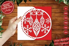 Papercut Christmas Hanging Baubles Card Cover with Snowflake Product Image 4