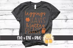 Leggings Leaves and Lattes Please - Fall SVG PNG DXF Files Product Image 1