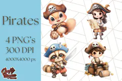Cartoon Pirate Kids and Animals PNG Clipart for Fun Designs Product Image 1
