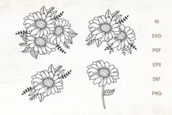 Sunflowers SVG - Sunflower Cliparts - Flowers SVG Product Image 1