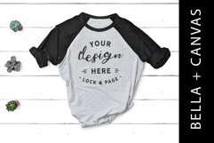 Bella Canvas 3200 Heather Grey Black Raglan TShirt Mockup Product Image 1