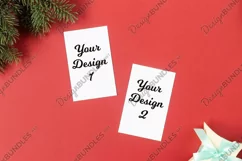 Photo of Christmas card mockup on the red background Product Image 1