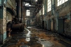 Abandoned industrial interior with sunlight Product Image 1