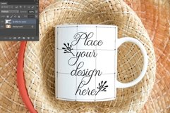 Spring Summer Mug mockup boho flatlay sublimation 11oz cup Product Image 2
