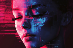 Girl Glitch Face Background Wallpaper Product Image 1