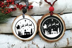 Christmas Ornament SVG File - Santa and Reindeer SVG Product Image 2