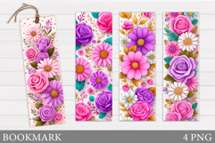 Roses Bookmark Design. Flowers Bookmark Sublimation Product Image 1