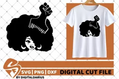 Black Woman with Hair Comb svg, Hairstyle svg, Fist, Power Product Image 2