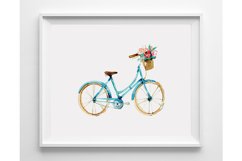 Bicycle Print, Watercolor Bike, Blue Bicycle, Bike Poster Product Image 1