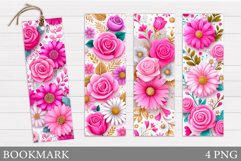 Roses Bookmark Design. Flowers Bookmark Sublimation Product Image 1