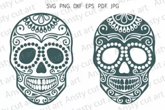 Skull svg. Sugar skulls svg cut files for Cricut. Silhouette Product Image 1