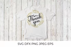 Thank you SVG. Calligraphy lettering. Gold floral wreath Product Image 3