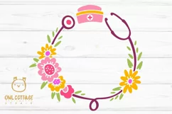 Floral Stethoscope SVG, Nurse Floral Monogram SVG Product Image 2
