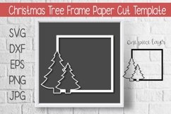 Christmas Tree Frame Paper Cut Template Design SVG Product Image 1