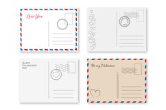 Valentines postcard. Romantic cards with postage stamp happy Product Image 1