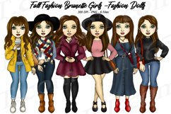 Fall Fashion Autumn Girls Brunette Planner Clipart Set Product Image 1