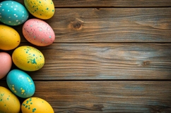 Easter eggs wooden planks background Product Image 1