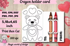 Valentine's Day Bear Coloring Card holder svg, paper craftin Product Image 1