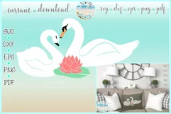 Swan with Water Lily SVG Dxf Eps Png PDF files Product Image 1